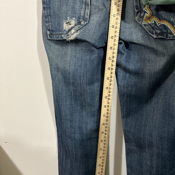 Vigoss Jeans Womens 26x27 Tomboy Boyfriend Distressed Medium Wash Embroidered - Picture 10 of 10